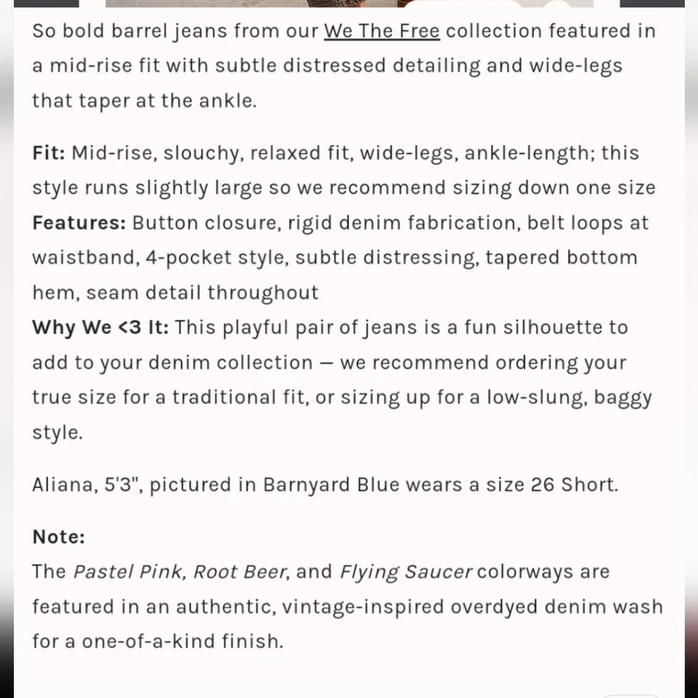 We the Free Good Luck Mid-Rise Barrel Jeans 👖- sz 28 Short grey - Picture 3 of 5